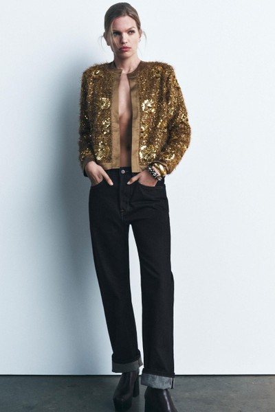 Sequinned Knit Cardigan from Zara