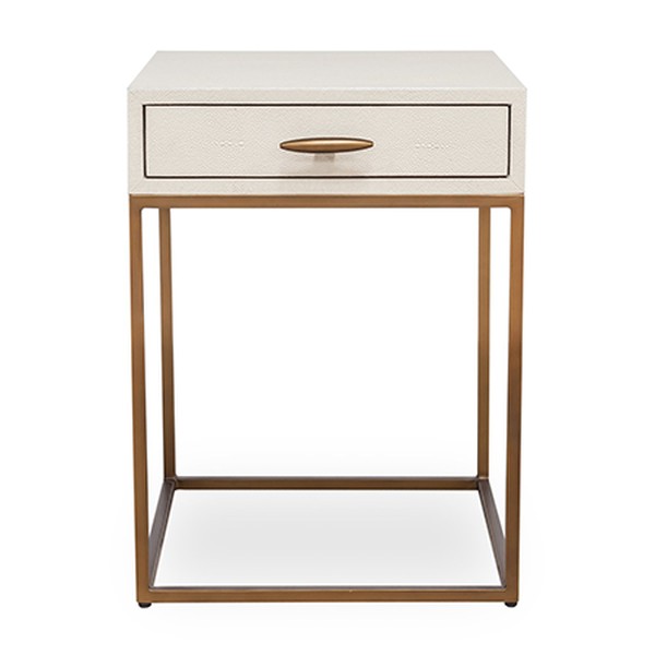 Square Ivory Shagreen Bedside Table from Hicks & Hicks