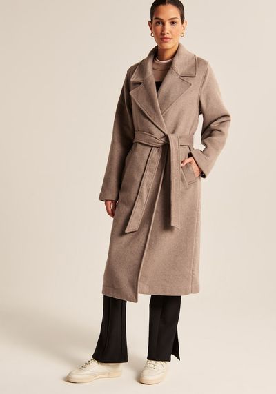 Wool-Blend Belted Blanket Coat