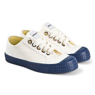 White and Navy Star Master Velcro Kid Trainers from Novesta