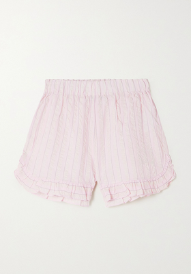 Ruffled Embroidered Pajama Shirt Shorts from Ganni