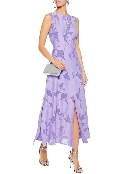 Fluted Fil Coupe Chiffon Midi Dress from Diane Von Furstenberg