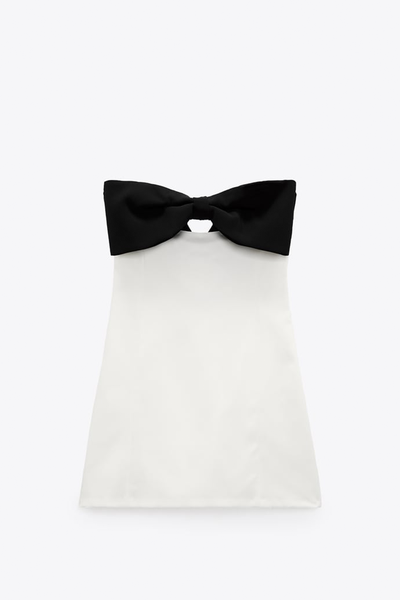 White Dress With Bow Detail from Zara