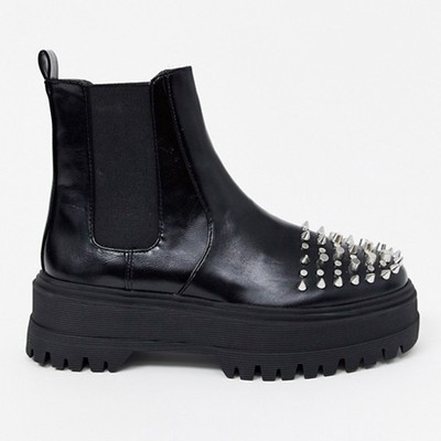 Studded Chunky Sole Chelsea Boots In Black from ASOS