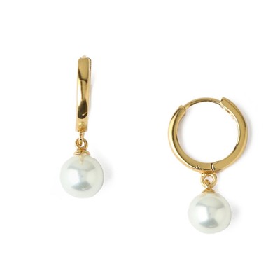 Pearl Drop Huggie Hoop Earrings from Orelia