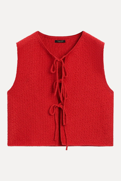 Knit Vest With Tie Details from Massimo Dutti