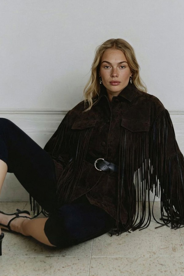 Fringe Detail Faux Suede Jacket from Na-Kd