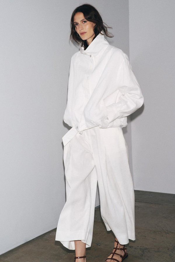 100% Linen Bomber Jacket Zw Collection from  Zara