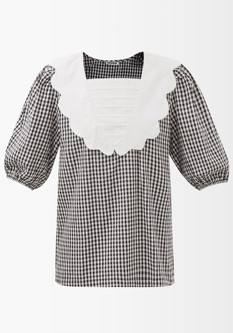 Bevie Bib-Collar Gingham Blouse from Batsheva