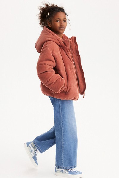 Corduroy Hooded Padded Jacket from La Redoute