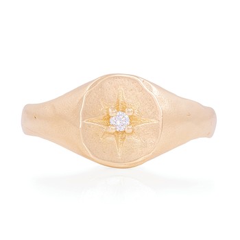 North Star 14k Gold Diamond Original Signet Ring