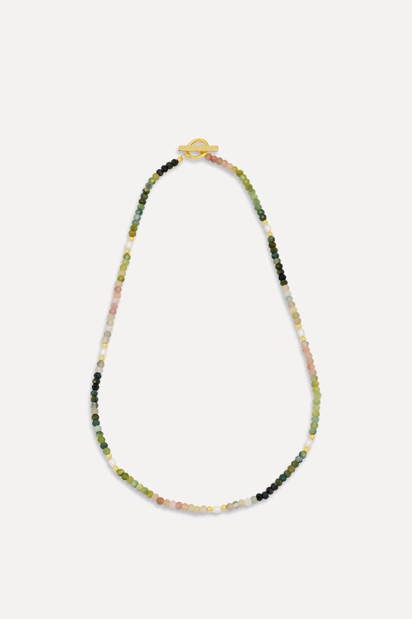 Tourmaline Gemstone & Pearl Beaded Necklace from Estella Bartlett