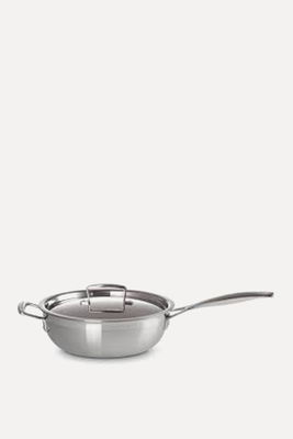 3-ply Stainless Steel Non-Stick Chef's Pan with Lid and Helper Handle