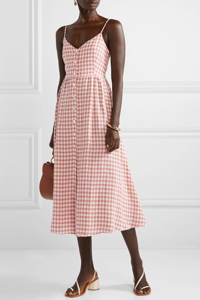 Gingham Linen Midi Dress from Mansur Gavriel