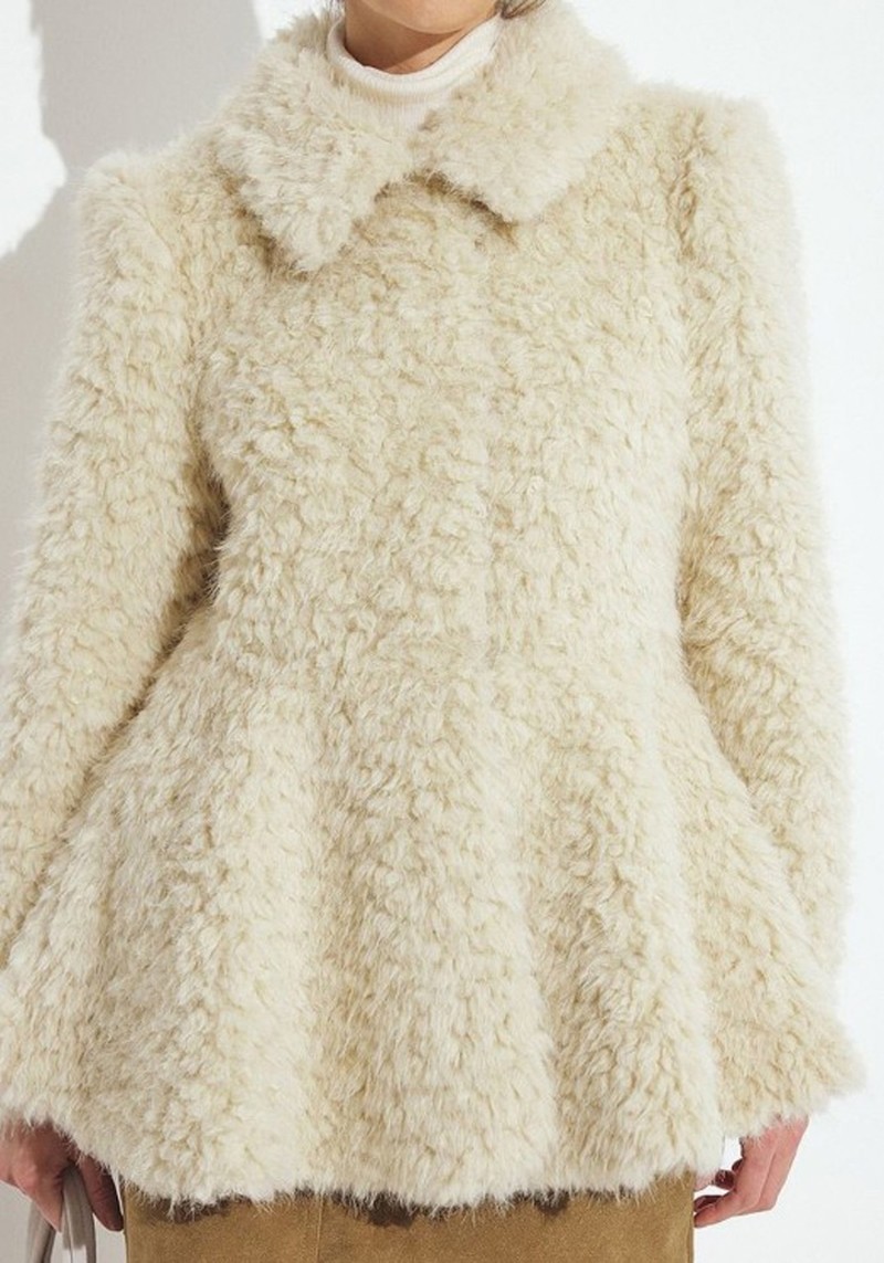 Rounded Sleeve Faux Fur Jacket 