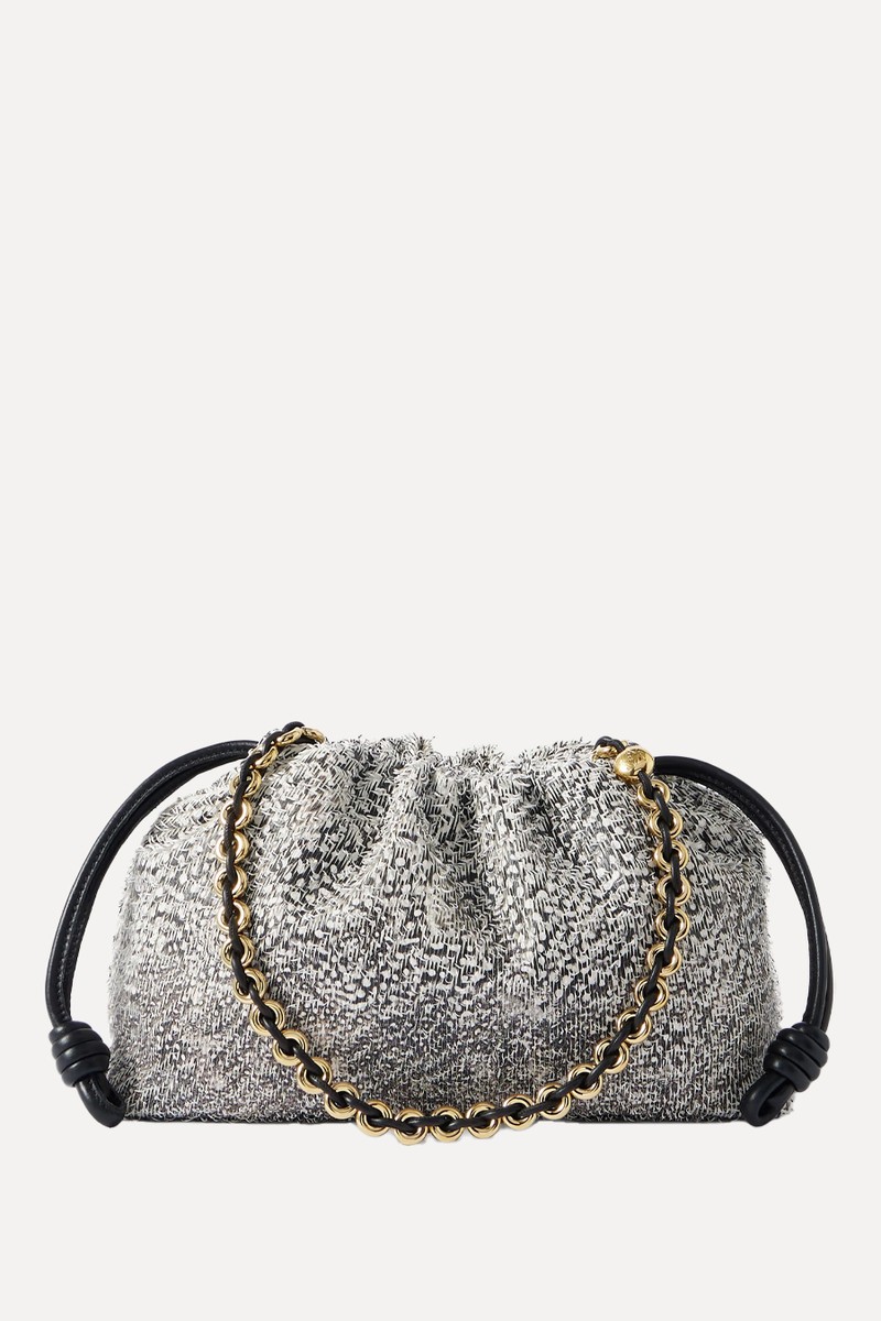 Flamenco Medium Distressed Polka-Dot Leather Clutch from Loewe