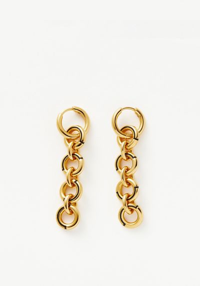 Enamel Byline Link Drop Hoop Earrings