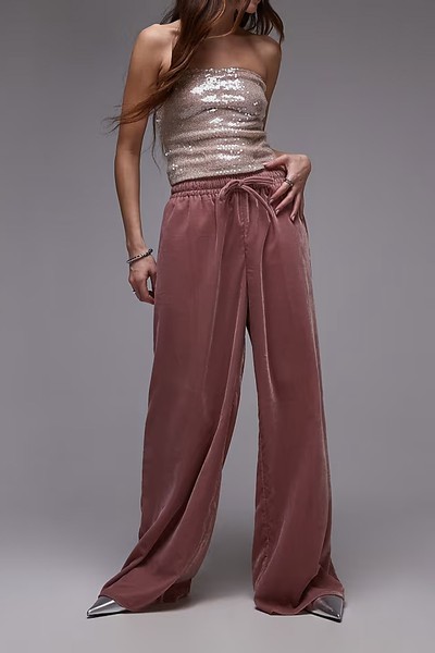 Velvet Tie Waist Joggers