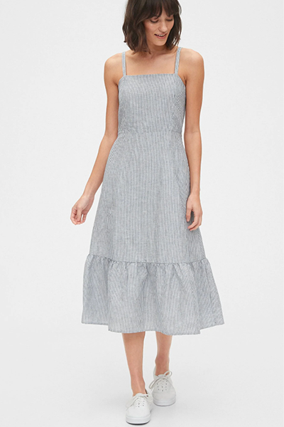 Ruffle Apron Midi Dress