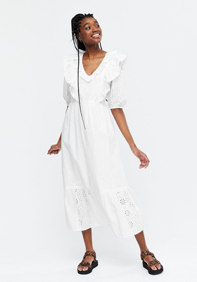 Broderie Frill Midi Dress from New Look
