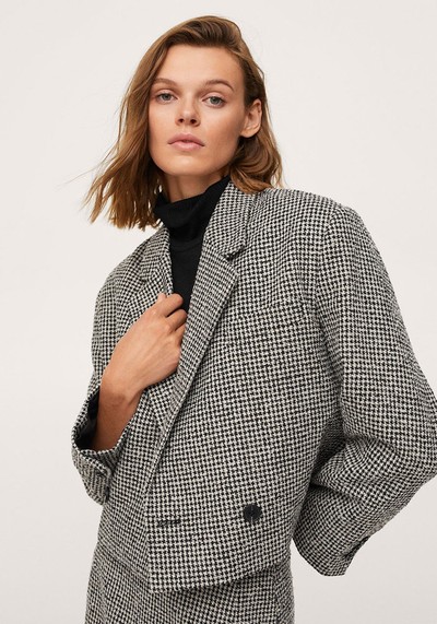 Houndstooth Wool-Blend Blazer