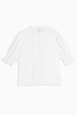 Ivory Broderie Short Sleeve Shirt