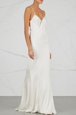 Off-White Cut-Out Satin Gown from Galvan