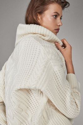 Alpaca & Wool Cable Knit Sweater from Massimo Dutti