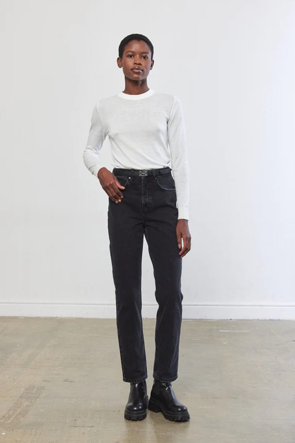 No.6 High Waist Straight Full Length Denim Trousers from De Rococo
