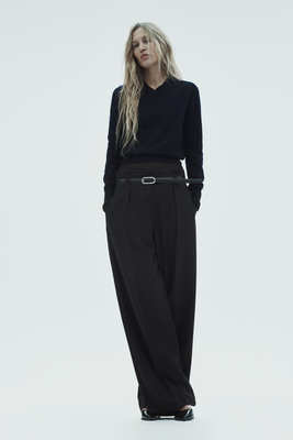 Wide-Leg Trousers With Belt