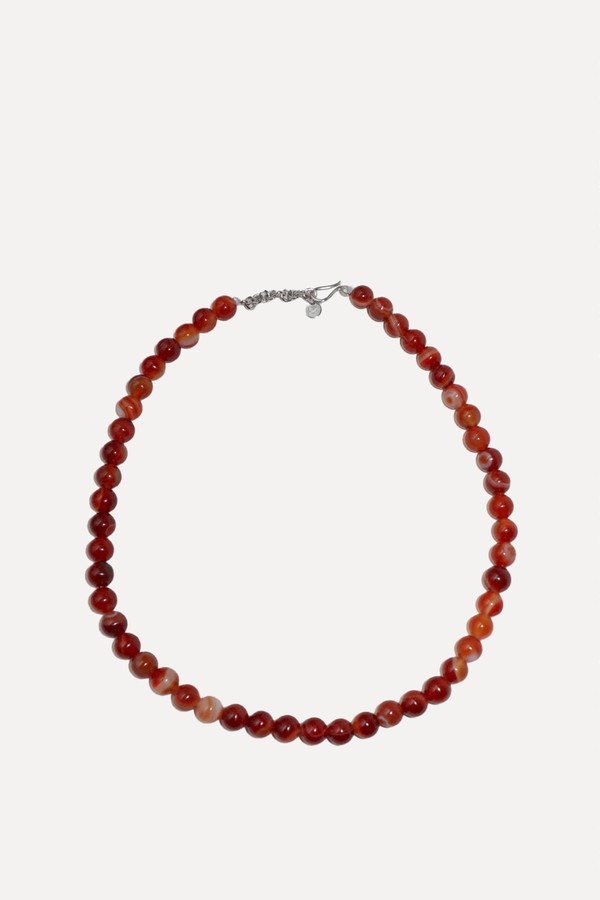 'Agnes' Red Agate Bead Necklace from Lines & Current