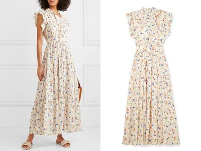 Carnation Ruffled Floral-Print Maxi Dress