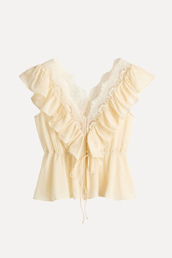Flounce-Trimmed Lyocell Top