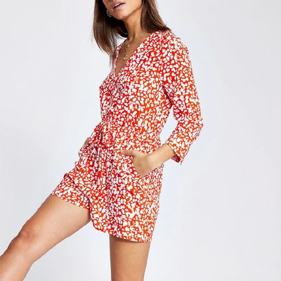 Red Print Playsuit