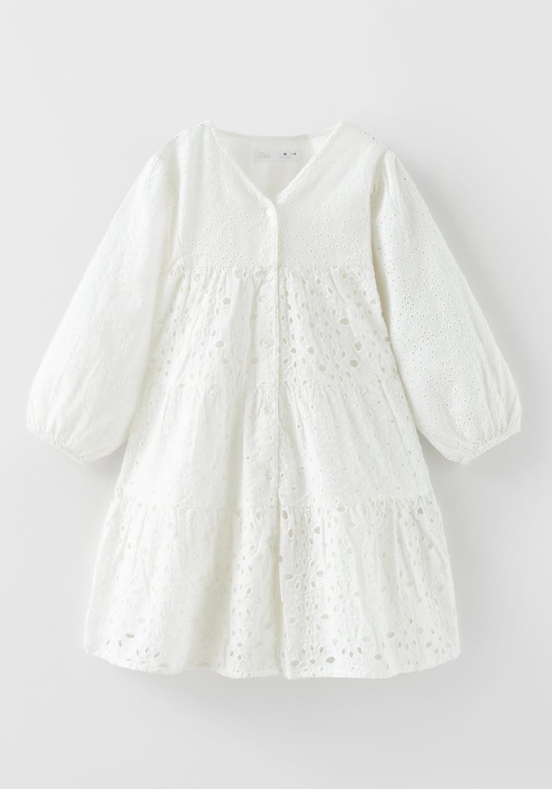 Dress With Contrast Embroidery from Zara