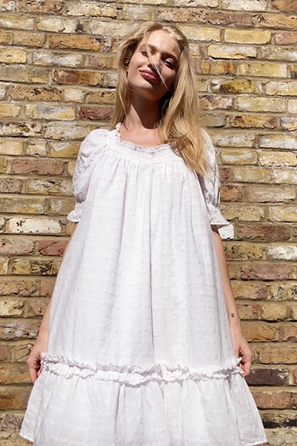 Cotton Smocked Trapeze Dress In White from &Other Stories