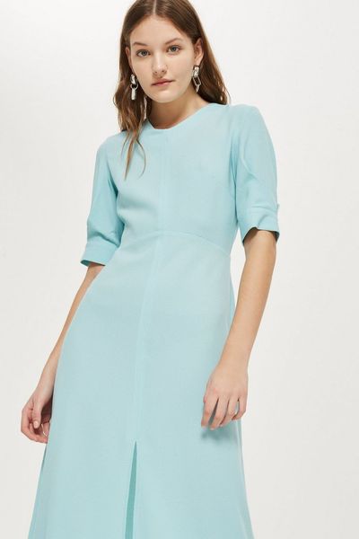 Seamed Crepe Midi Dress