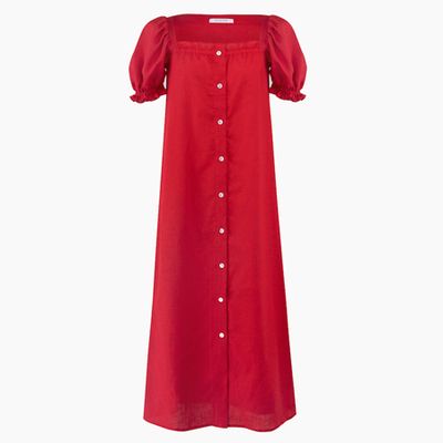 Brigitte Red Linen Maxi Dress from Sleeper