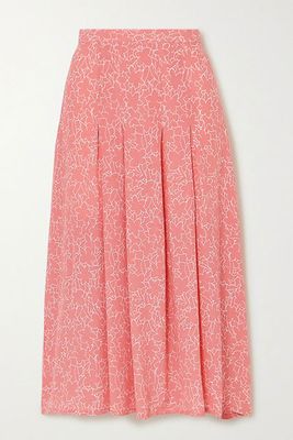 Cuesta Pleated Floral-Print Crepe Midi Skirt from Faithfull the Brand