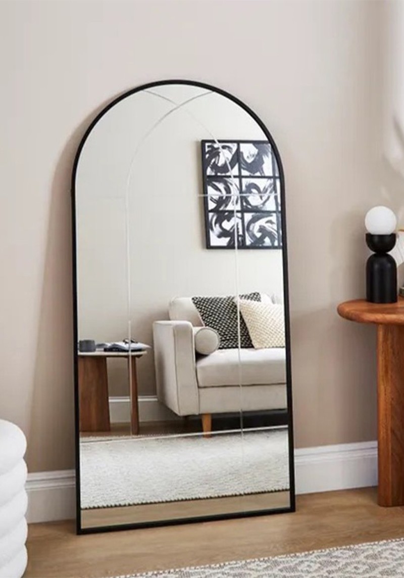 Cora Arched Etched Windom Full Length Leaner Mirror
