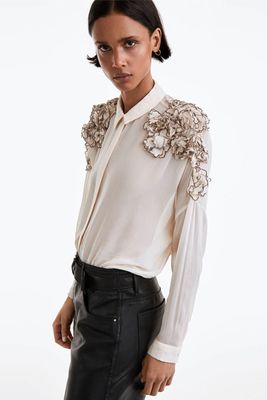 Shirt With Floral Shoulders from Uterque