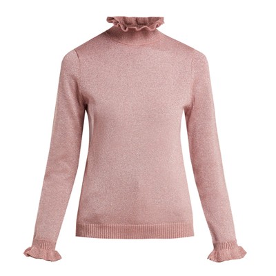 Robin Ruffle-Collar Lurex-Knit Sweater from Shrimps