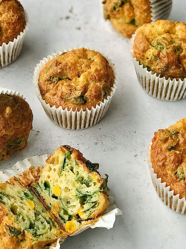 Cheese, Sweetcorn & Spinach Muffins