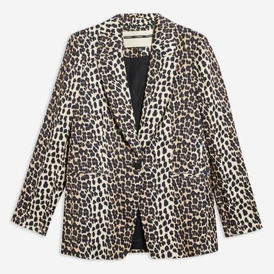 Brown Leopard Print Suit Jacket from Topshop