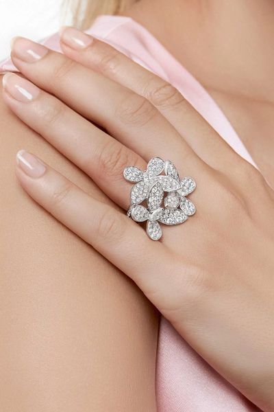 Triple Pavé Butterfly Diamond Ring