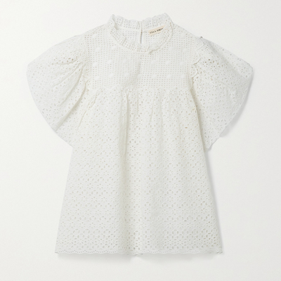 Mae Gathered Broderie Anglaise Cotton Top from Ulla Johnson