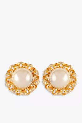  Gold Plated Faux Pearl Clip-On Earrings from Susan Caplan 
