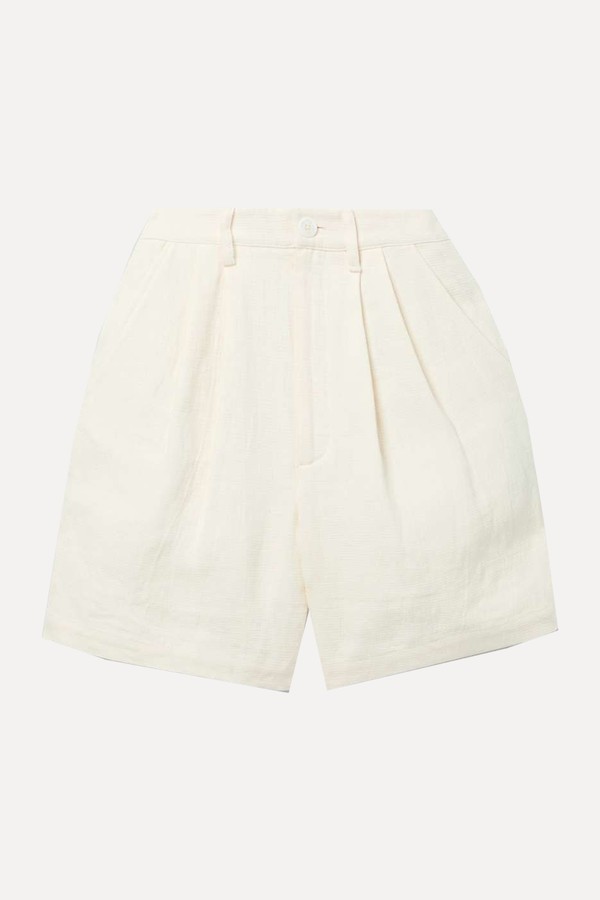 Carrie Pleated Linen Shorts from Anine Bing