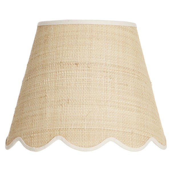 Raffia Scallop Lampshade With Cream Trim 10”