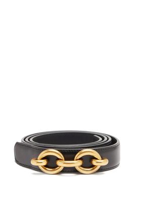 Black & Gold Leather Belt from Saint Laurent 